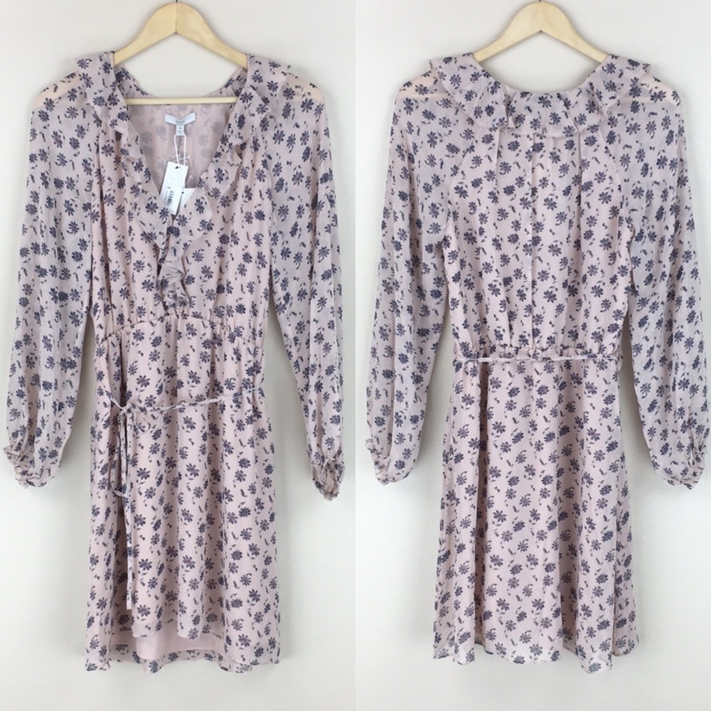 Joie Marelle Pink Silk Floral Tie Waist Dress NWT - Picture 4 of 14